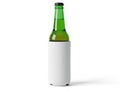 Green beer bottle in white koozie Royalty Free Stock Photo