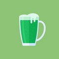 Green beer mug flat style icon Royalty Free Stock Photo