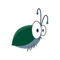 Green beetle on a white background. Vector cartoon illustration.
