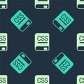 Green and beige Books about programming icon isolated seamless pattern on blue background. Programming language concept Royalty Free Stock Photo