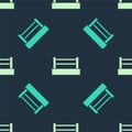 Green and beige Boxing ring icon isolated seamless pattern on blue background. Vector Royalty Free Stock Photo