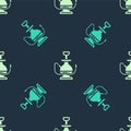 Green and beige Hookah icon isolated seamless pattern on blue background. Vector Royalty Free Stock Photo