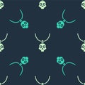 Green and beige Necklace amulet icon isolated seamless pattern on blue background. Vector Royalty Free Stock Photo