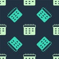 Green and beige School timetable icon isolated seamless pattern on blue background. Vector Royalty Free Stock Photo