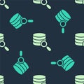 Green and beige Server, Data, Web Hosting icon isolated seamless pattern on blue background. Vector Royalty Free Stock Photo