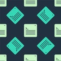 Green and beige Software, web developer programming code icon isolated seamless pattern on blue background. Javascript Royalty Free Stock Photo