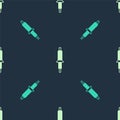 Green and beige Soldering iron icon isolated seamless pattern on blue background. Vector