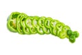 Green bell pepper sliced rings on a light background Royalty Free Stock Photo