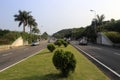 green belt in the middle of the road