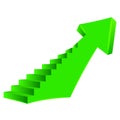 Green bended arrow up direction with staircase on side