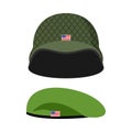 Green Beret. Army helmet. Military set of headgear. Vector illus Royalty Free Stock Photo