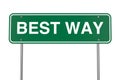 Green Best Way Road Sign. 3d Rendering Royalty Free Stock Photo