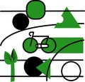 Green bicycle abstract figure shapes