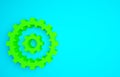 Green Bicycle cassette mountain bike icon isolated on blue background. Rear Bicycle Sprocket. Chainring crankset with Royalty Free Stock Photo