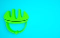 Green Bicycle helmet icon isolated on blue background. Extreme sport. Sport equipment. Minimalism concept. 3d Royalty Free Stock Photo