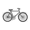 Green bicycle icon in black style isolated on white background. Bio and ecology symbol stock vector illustration. Royalty Free Stock Photo