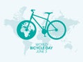 World Bicycle Day Poster with green bike silhouette vector Royalty Free Stock Photo