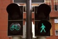 Green bicycle and pedestrian traffic lights