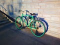 Green bicycle during sunset time sport backdrop