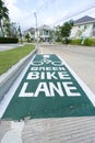 Green bike lane path painting