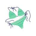Green Bikini, Female Trendy Swimwear, Summer Travel Symbol Vector Illustration