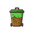 Green bin illustration featuring a composting container with a handle Royalty Free Stock Photo