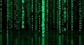 Green Binary Code Data Stream on Dark Background - Digital Rain Concept Royalty Free Stock Photo