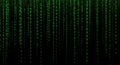 Green Binary Code Falling on Black Background Royalty Free Stock Photo