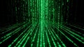 Green binary code falling in digital matrix space backdrop Royalty Free Stock Photo