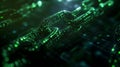 Green Binary Code Flowing Along Blockchain Links, Depicting The Concept Of Decentralized Technology And Cryptographic