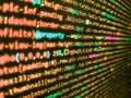 Green binary code. Hacker breaching net security. Programmer occupation j. Screen of code for overlay background. Screen of w. Big Royalty Free Stock Photo