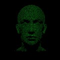 Green Binary Code Human Head - Artificial Intelligence Concept Royalty Free Stock Photo