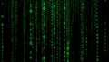 Green binary code matrix style background digital data falling Royalty Free Stock Photo