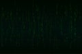 Green binary code, rain on dark background Royalty Free Stock Photo