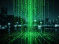 Green binary code rain isolated on white background isolated on white background Royalty Free Stock Photo