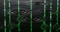 Digital Rain Binary Code Falling into Rippling Water, Representing Data Flow Technology Royalty Free Stock Photo