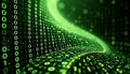 Green binary code stream, digital technology flow, Stock Photo, Generative AI Royalty Free Stock Photo