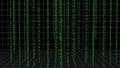 Green binary code streams down on a digital grid, representing data flow and technology Royalty Free Stock Photo