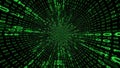 Green Binary Code Tunnel Effect digital data Royalty Free Stock Photo