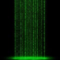 Green binary code waterfall isolated on white background Royalty Free Stock Photo