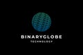 green binary globe technology logo