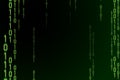 Green binary numbers 0101 code on dark background. Data Stream for infosec and cryptography Royalty Free Stock Photo