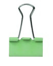 Green binder office clip isolated on the white background