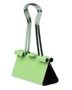 Green binder office clip isolated on the white background