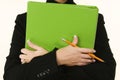 Green Binder Woman