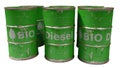 Green bio diesel barrels isolated on white Royalty Free Stock Photo