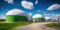 Green biogas anaerobic digestion tanks. Renewable energy sources and carbon neutral power generatio concept