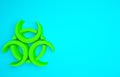 Green Biohazard symbol icon isolated on blue background. Minimalism concept. 3d illustration 3D render
