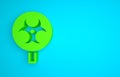 Green Biohazard symbol icon isolated on blue background. Minimalism concept. 3D render illustration