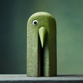 Elongated Concrete Bird Sculpture In The Style Of Light Green Art